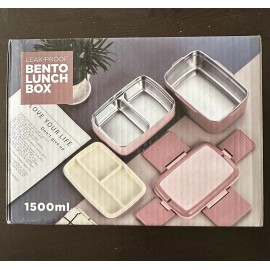 Bento Pink Stainless Steel Lunch Box for Kids and Adult Two Layer Capacity Leak-Proof