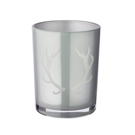EDZARD Ati Lantern Height 13 cm, Diameter 10 cm, Antlers Design, Grey