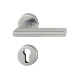 HOPPE Amsterdam 3286420 Handle Set with Rosettes PZ (Profile Cylinder), Matt Stainless Steel