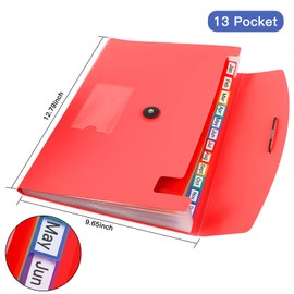 3 Pack 13-Pocket Expanding File, Plastic Expandable File Folder with Pockets, Accordion Organizer Folder - Black&Blue&Red