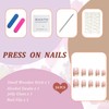 White French Tip Press on Nails Medium Square Cat Eyes