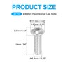 PATIKIL 1/4-20x3/4" Button Head Socket Cap Screws, 20 Pcs 304