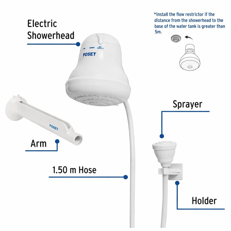 Foset Electric Shower Head - Instant Hot Water, 4 Temperature