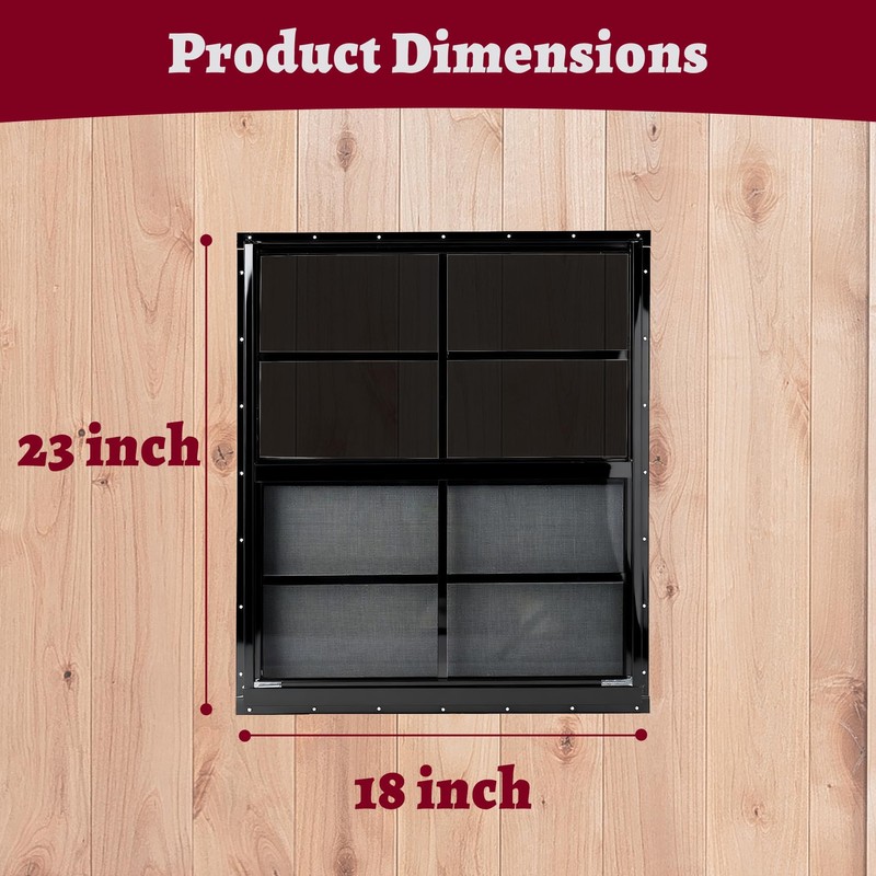 Shineforu 18" x 23" Black Shed Windows 2 Pack,Small Windows