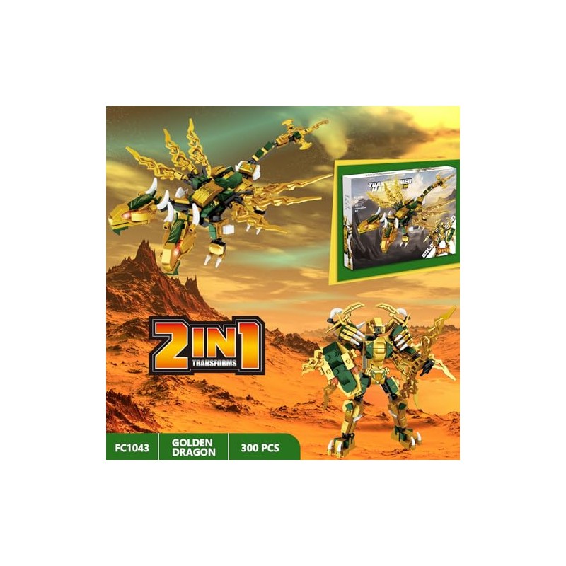 Elemental Dragon 2 in 1 Transformable Ninja Mech Warrior Building