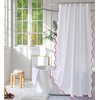 youngseahome White Fabric with Red Scalloped Border Shower Curtain,Boho Chic