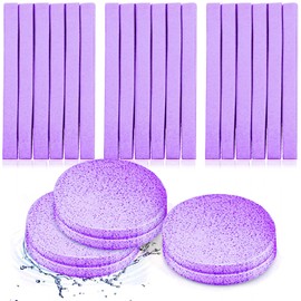 120 esponjas faciales comprimidas para esteticistas, esponja de limpieza facial, esponja de eliminación de maquillaje, esponja exfoliante, spa lavado, esponja facial redonda (morado)