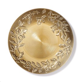 Decorative Plate 33 cm Plastic with Mistletoe Pattern - Festive Place Plate for the Christmas Season - Table Decoration Saucer for Winter Christmas - Christmas Plate Christmas Decoration - Gold