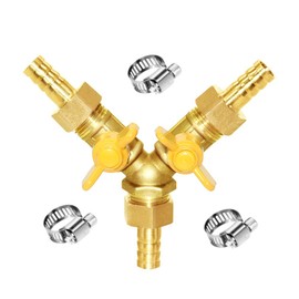 Joywayus 3 Way Shut off Ball Valve 1/2" Hose Barb Y Shaped 2 Switch Brass Fitting