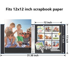 Vienrose Scrapbook Photo Album 12x12 Inch 3 Ring Binder, Linen Cover Large DIY Scrapbooks with 30 Sheets Plastic Sleeves 60 Pages Blank White Inner Pages for Wedding Birthday Travel Baby Photos Blue