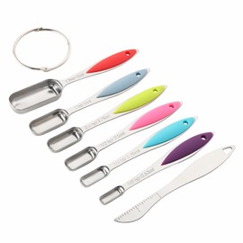 Stainless Steel Measuring Spoons Set of 7 Heavy Duty Measure Spoon for Measuring Dry and Liquid Ingredients Fits in Spice Jar