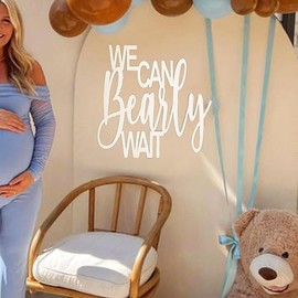 Wooden We Can Bearly Wait Sign, Baby Shower Wall Decoration Backdrop,Nursery/Baby Shower Boy Girl Gender Reveal Backdrop,Baby Announcements Home Decoration