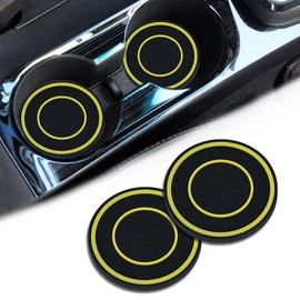 2 Pack Car Coasters for Cup Holder, 2.75 Inch Universal Auto Waterproof Coasters Silicon Insulation Cup Mats,No-Slip Anti Dust Insert Coaster for Woman Man, Suit for Vehicle Interior (2, Yellow)