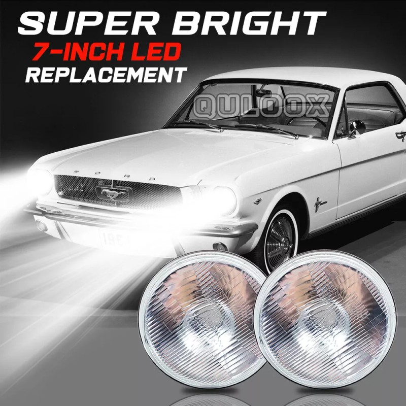 QULOOX Pair 7" Inch Round LED Headlights DRL for Ford