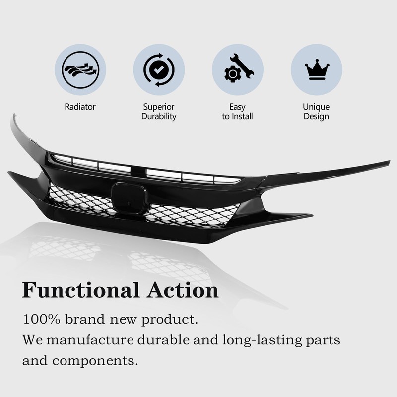 Perfit Liner Front Grille Grill Compatible With 2016-2018 Honda Civic