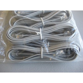 Unbranded 7 Ft RJ11 Modular Telephone Cable Silver - 20 Pack