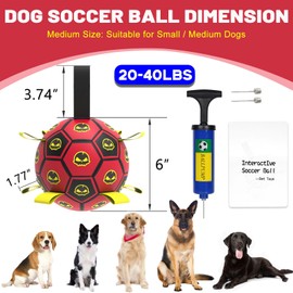 TBC PET Dog Toys Soccer Ball with Straps, World Cup Interactive Dogs Toys for Tug of War, Yard Game, Water Toy, Herding Ball for Dogs, Durable Dog Balls with Skull Pattern for Puppy（6 Inch）
