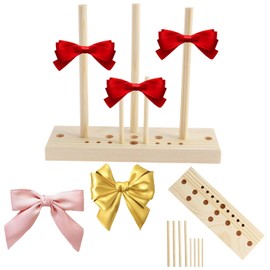 Kandishiex US Bow Maker Wooden Bow Making Tool Adjustable Wood Ribbon Bow Maker Portable Bow Tie Machine Lightweight Bow Maker Tool Practical Wreath Bow Maker for Christmas Holiday Decor DIY Craft(E)