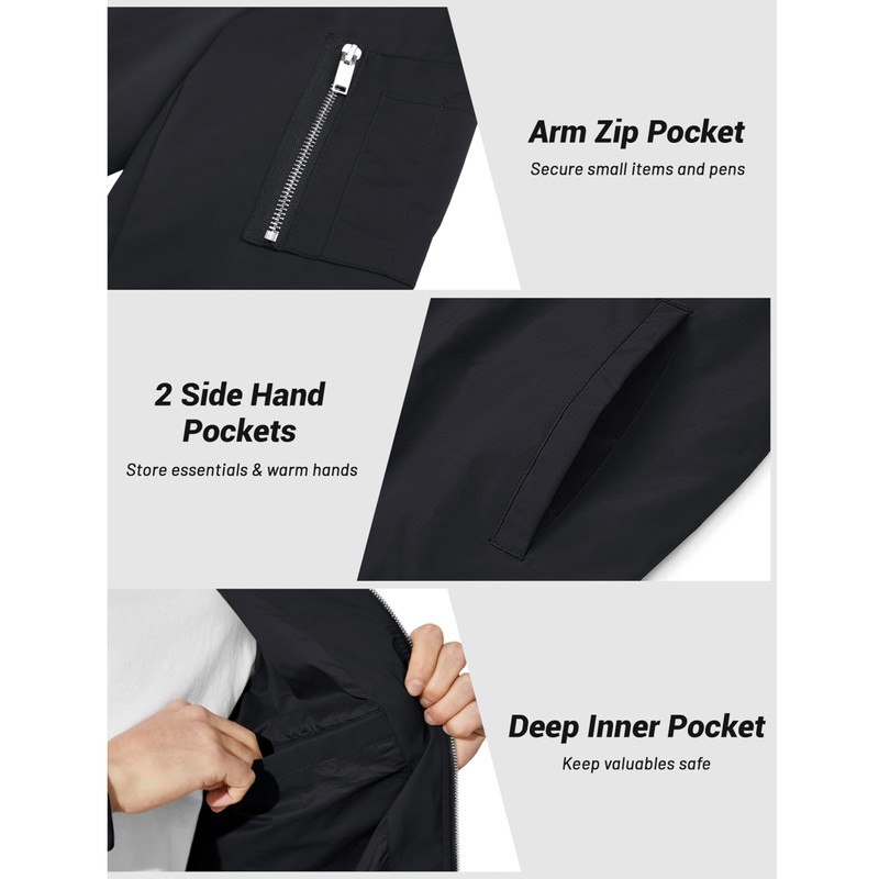 CRYSULLY Men's Spring Fall Windproof Coat Utility Full Zip Military