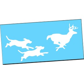 DOGS Chasing DEER * Vinyl Decal Sticker * Hunting Hounds BUCK Antlers Truck Deer