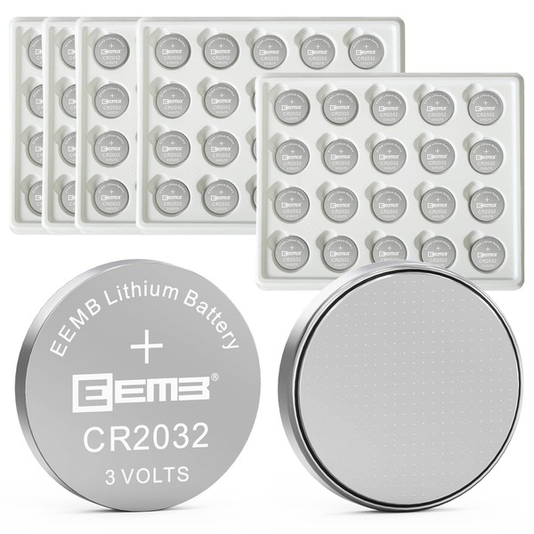 EEMB 100PACK CR2032 Battery 3V Lithium Battery Button Coin Cell Batteries 2032 Battery DL2032, ECR2032, LM2032 for Remotes Watches Calculators Door Chimes Medical Device Computer Motherboards Key Fobs