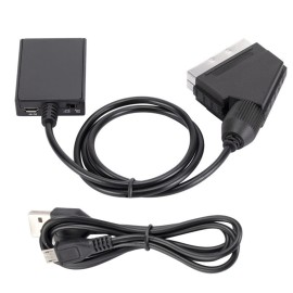 Universal HDMI to SCART HD 1080P Video Audio Composite Scaler Converter Adapter DC Cable e