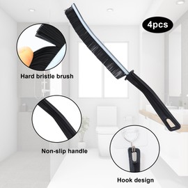 Set of 4 Hard Bristle Corner Cleaning Brush with Ergonomic Handle | Grout Brush, Gap Cleaning Brush for Tiles, Bathroom & Kitchen | Cleaning Corners, Edges & Hard to Reach Areas