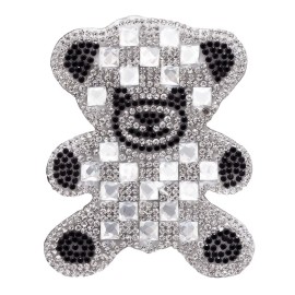 DÉCOPRO (TM) Rhinestone Patch Teddy Bear Design, Color# SILV [Sold Individually]