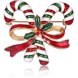 The Woo's Multicolored Enamel Christmas Candy Cane Pin Cute Christmas Gift-Christmas crutches