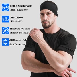 DEMIL Mens Running Headband,1 Pack or 3Pack,Stretchy Moisture Wicking Workout Sweatband,for Football,Runing,Tennis,Cycling,Fitness Unisex Sports Hairband(1PACK-White)