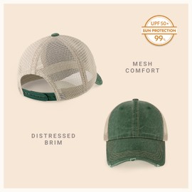 CHOK.LIDS Everyday Premium Washed Trucker Hat Unstructured Vintage Distressed Pigment Dyed Cap Adjustable Outdoor Headwear (Hunter Green)