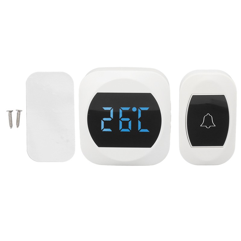 Wireless Doorbell Temperature Digital Display 4 Level Volume Adjustment Waterproof