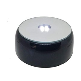 ASENTE LED Light Base for Crystal and Glass Art - Round LED Display Base w/ Bright White Lights, Battery Operated Art Light - Light Up Display Base