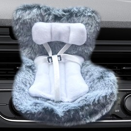 Car Seat for Dolls Car Seat Vent Clip for Doll Accessories (17CM), Cute Safety CarSeat for Doll Soft Cushion, Cars Chair Air Vent Decoration & Car Ornament Desktop Decor Display Doll Accessories-Grey