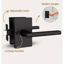 Mega Handles Privacy I Lever Door Handle Set for Hallway, Closet and Bathroom I Reversible Heavy Duty Design I Fits All Standard Door Sizes I Screws Included - Black Matte (1 Pack)
