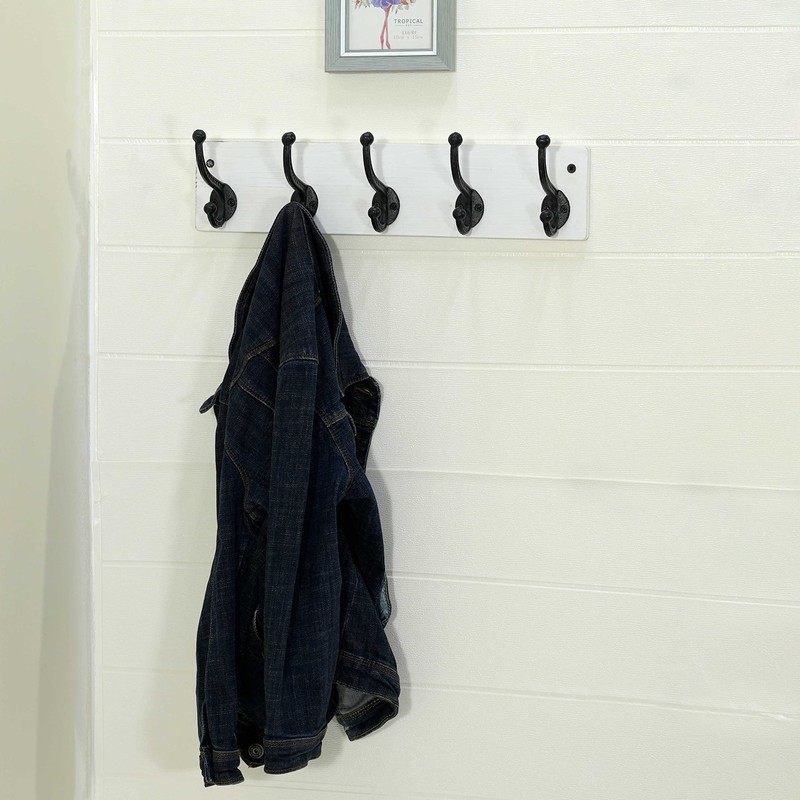 WEBI Rustic Coat Rack Wall Mount,5 Cast Iron Coat Hooks