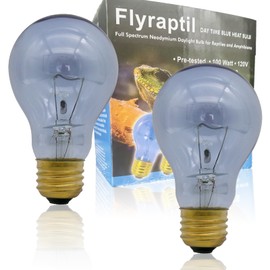 Reptile Heat Lamp Bulb 100 Watt, Full Spectrum Daylight Amphibians Basking Spot Light Bulb for Bearded Dragon, Gecko, Hermit Crabs, Lizard, Neodymium Blue Infrared Light Bulbs, E26 Base, 2 Pack