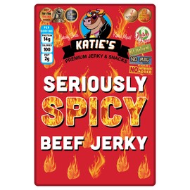 Katie's Beef Jerky - Seriously Spicy Beef Jerky (Pack of 3), made with premium quality beef, 13g of Protein per serving, GLUTEN FREE - No Preservatives, Nitrites, or MSG