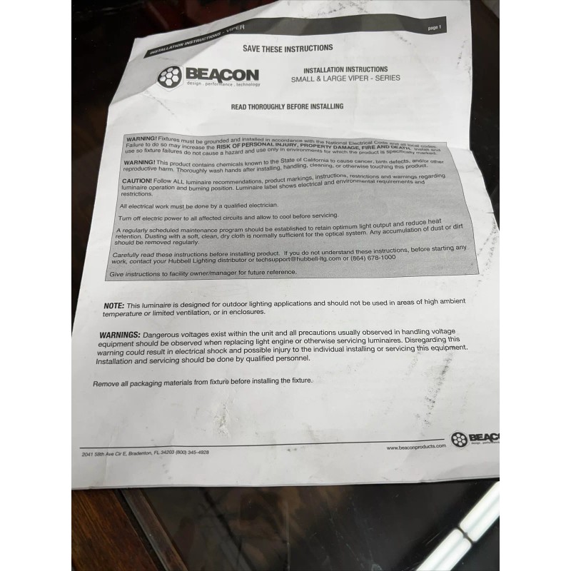 Beacon Viper S Small Parking Lot 4000K 110w LED Light