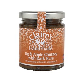 Claire's Handmade - Fig & Apple Chutney with Dark Rum (200g) - Great Taste Award Winning Luxurious Chutney, Perfectly pairs with Cheese, Suitable for Vegetarian, Vegan & Gluten Free Diets, GMO Free