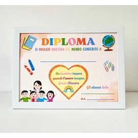 2 Pieces Best Teacher in the World Diploma with Frame, End of Year Gift, Best Teacher Certificate (Teacher x 2)