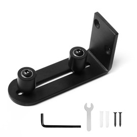 Kinmade Barn Door Bottom Floor Guide Matte Black,Flush Bottom Design,Adjustable Roller Wall Mounted,Fit All Size Door(1 Pack)