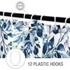 Gibelle Blue Eucalyptus Shower Curtain, Watercolor Plant Leaves with Floral