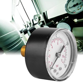 Pressure Gauge, 50mm Dial 1/4 BSPT Axial Pressure Gauge for Air, Water, Oil and Gas(0-160psi 0-11bar)