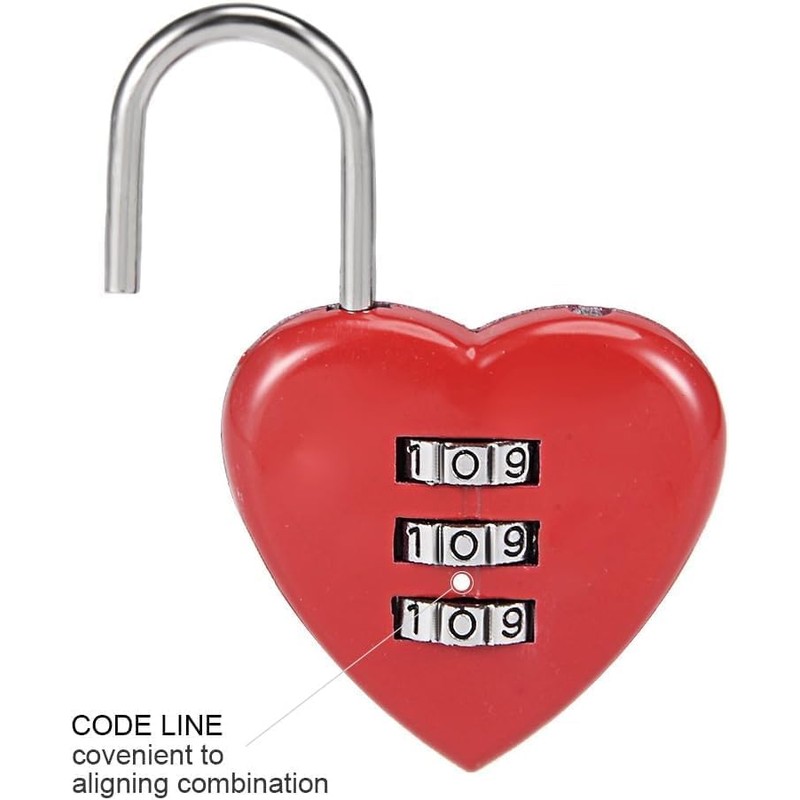 2Pcs Red 3 Digit Combination Padlock, 3mm Shackle, Zinc Alloy