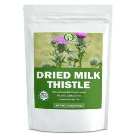 Natural Dried Milk Thistle Leaves - 2.5 oz, Cut & Sifted, All-Natural Milk Thistle Herbs for Tea, No Additives, No GMO