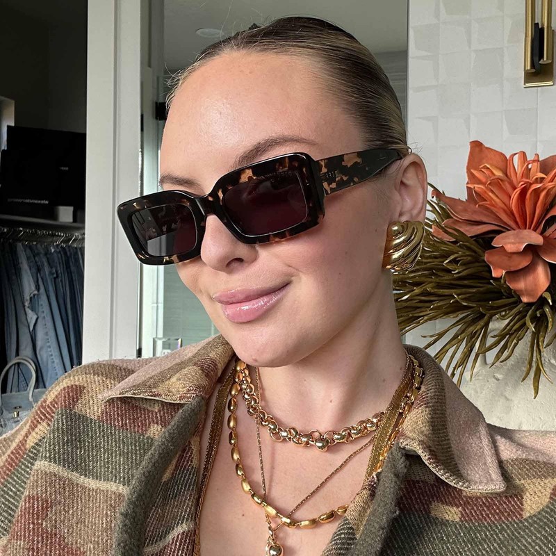 DIFF Indy Rectangular Designer Sunglasses for Women UV400 Protection, Espresso