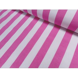 Sofia gestreifter Stoff, 4 cm breit, weiße Streifen, für Vorhänge, Polster, Heimdekoration, Tischläufer, Material – 140 cm breit – Rosa (2 m)