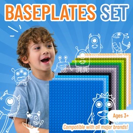 Strictly Briks Classic Baseplates 6" x 6" Building Brick Base Plates 100% Compatible with All Major Brands | Baseplates for Building Towers, Tables & More | 12 Colorful Baseplates