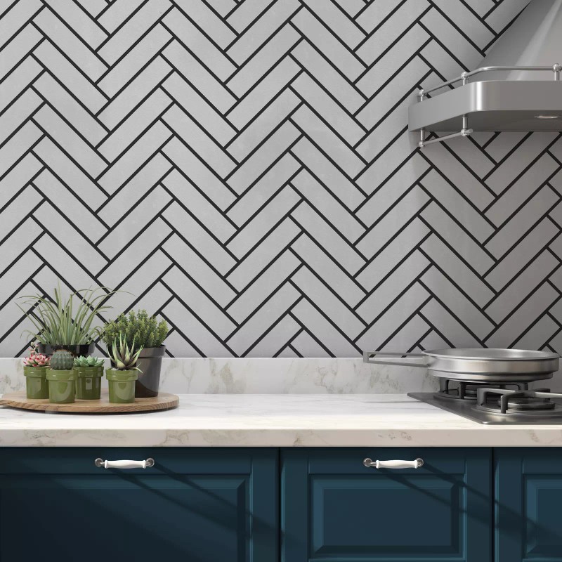 Stencil Revolution Diagonal Herringbone Tile Pattern Wall Stencil